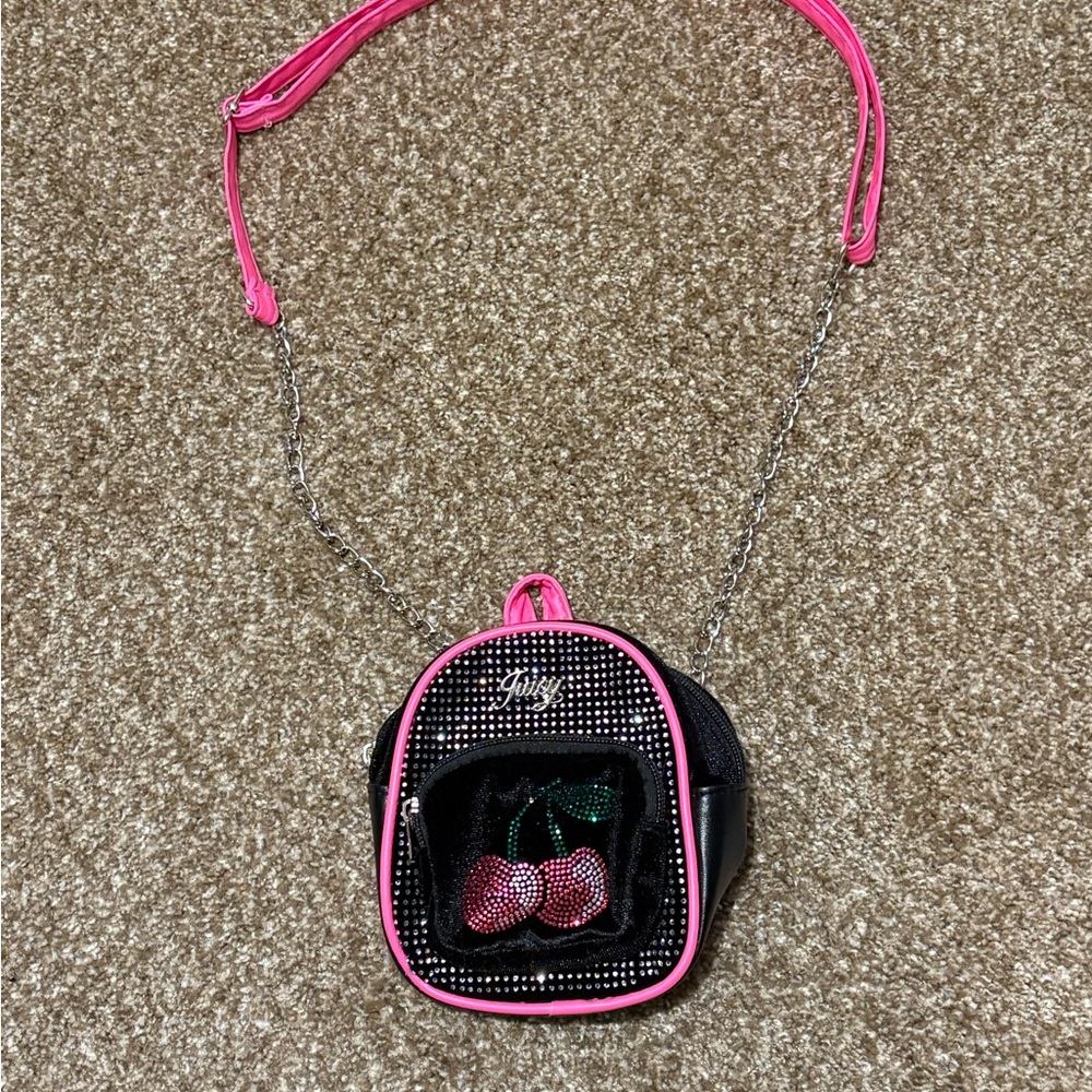Pink and Black Kids Cherry Crossbody Bag